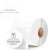 LabelCreate 2” White Circle Thermal Label, Self-Adhesive Round Sticker Label 750 Labels/Roll, Rou...