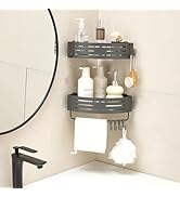 Zynuhmo Suction Cup Shower Caddy Corner, Shower Storage Rack with Large Capacity, No Drilling Suc...