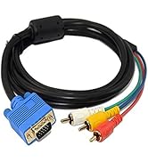 VGA to RCA Cable,VGA Male Plug 15 Pin to 3 RCA Audio AV Cable Adapter for HDTV PC DVD Display Cab...