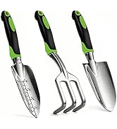 Gardening Hand Tool Set 3 Pack - MDSXO Heavy Duty Gardening Kit with Non-Slip Soft Ergonomic Hand...