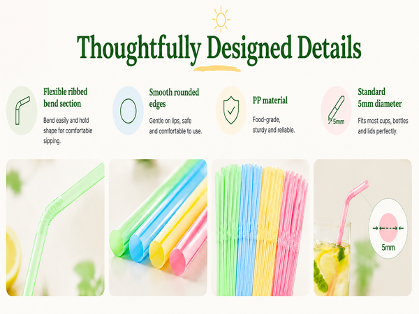 150PCS Disposable Plastic Drinking Straws