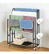 Towel Rack for Bathroom Freestanding Towel Holder Stand Black Blanket Holder for Floor Large Towe...