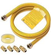 Kinchoix 24" Flexible Yellow Coated Gas Hose Connector Kit for Stove Dryer Furnace Gas Water Heat...