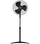 Emerson FAO1605 Portable 85.5 Degree Oscillating Pedestal Fan, 3 Speed Settings with Adjustable T...