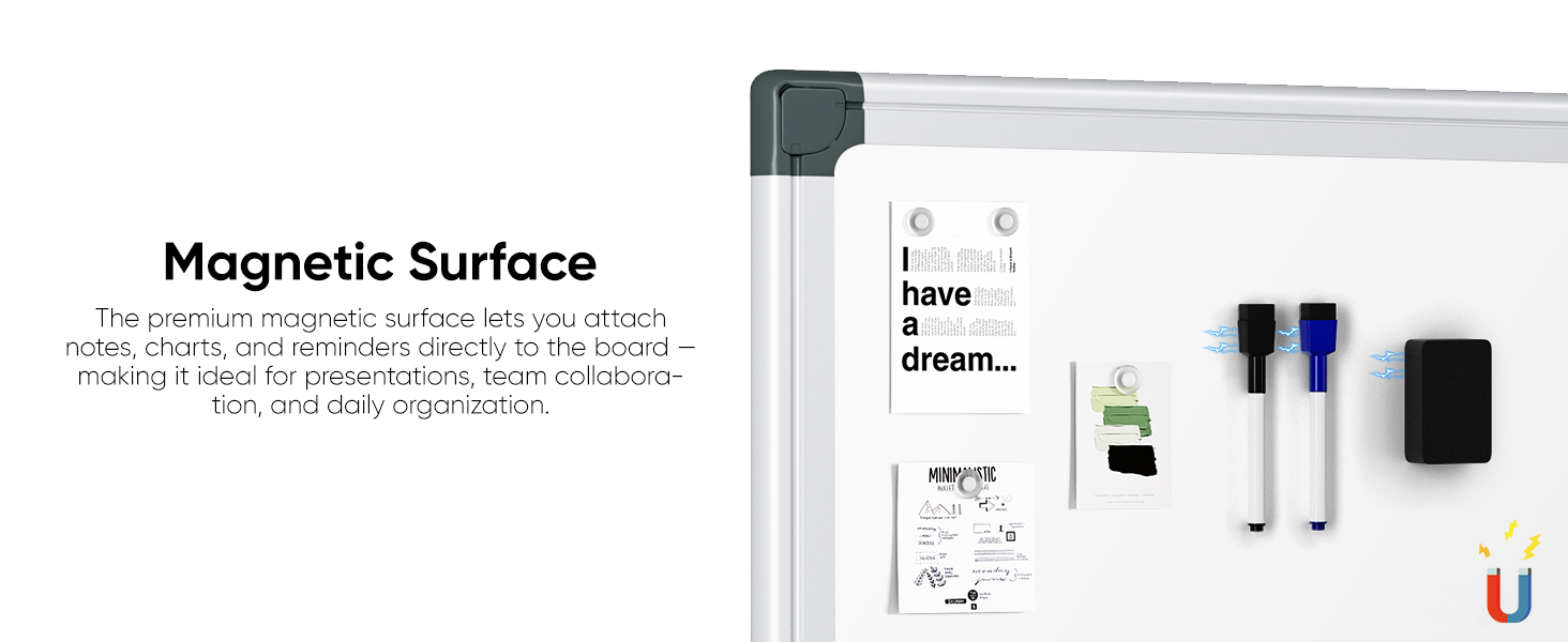 magnetic whiteboard with accessories
