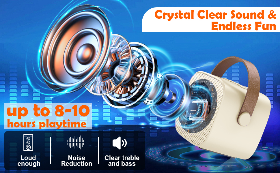 Kids Karaoke Machine for 3-12 Years Old, Bluetooth Speaker with 2 Microphones