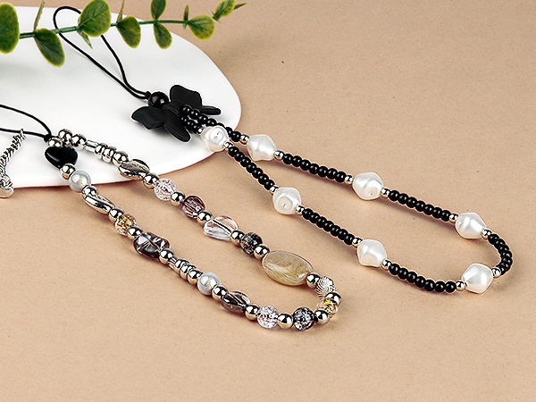 Draupnir Phone Charms Strap, Butterfly Bow Knot Beaded Phone Bracelet Strap