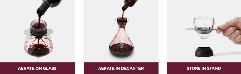 wine aerator for single glass or full bottle