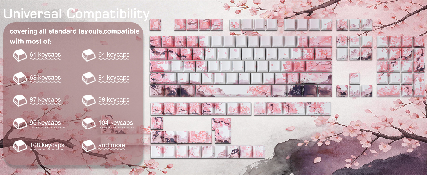 Pink Cherry Blossom Shine Through Keycaps
