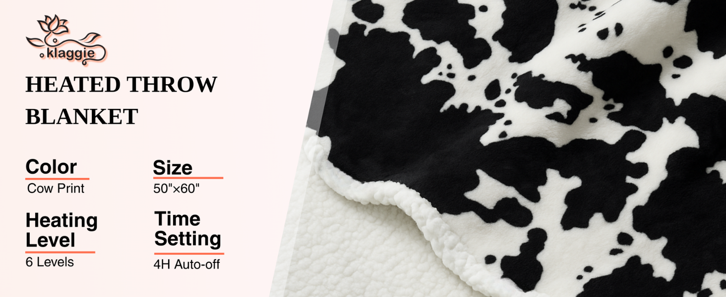 heated throw blanket cow print