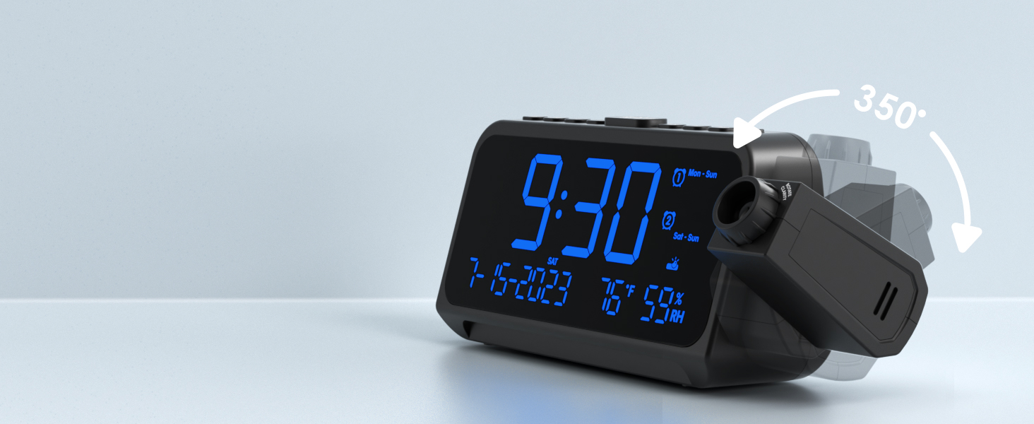 alarm clock projection on ceiling