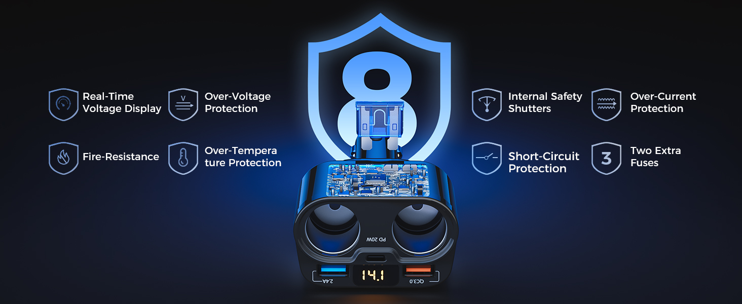 2-Socket Cigarette Lighter Splitter