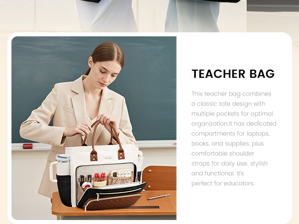 LOVEVOOK Teacher Laptop Tote Bag for Women Nurse Work With Large Cup Holder Computer Purses