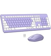 Wireless Keyboard and Mouse Combo, Full-Size Silent Ergonomic Keyboard and Optical Mouse, Long Ba...