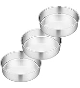 P&amp;P CHEF 8 Inch Cake Pan Set, 3 Pcs Round Baking Pans Stainless Steel Layer Birthday Wedding Cake...