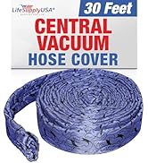 30ft Padded Central Vacuum Hose Cover with Zipper, Hose Sleeve for Dust Collection, Compatible wi...