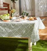 vinyl outdoor tablecloth on an outdoor table