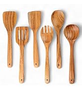 Mie Creations Acacia Wood Spatulas for Cooking, 6 Pcs Wooden Kitchen Cooking Utensils for Nonstic...