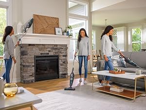 Ultra Lightweight Stick Vac Powerful motorized brush roll cleans on hard floor, carpet and area rugs