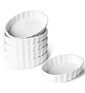 ONTUBE 4 oz Ramekins -Porcelain Oval Shape Ramekins for Creme Brulee Dishes,Dipping Sauces,Baking...