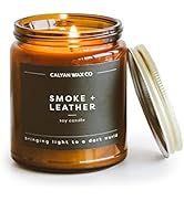 Calyan Wax Co. Soy Wax Candle, Smoke + Leather Scented Candle for The Home | Premium Candle with ...