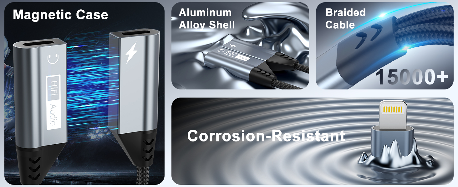 Apple MFi Certified Dual Lightning Splitter for iPhone/Pad - Audio