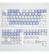 AULA MOA Keycaps 130 Keys, Dye Sub PBT Keycap Set for Mechanical Keyboard, Cloud Puppy Pattern Cu...