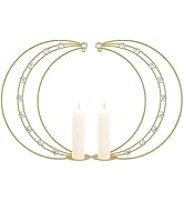 2 Set Iron Moon Candle Sconces Wall Décor with Crystal Diamond Gem Stone Sparkling Bling Candle H...
