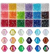 PH PandaHall 3600pcs 4mm Crystal Beads for Jewelry Making, 18 Colors Acrylic Faceted Bicone Beads...