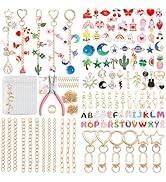 Riwiuue 352Pcs Lip Gloss Keychain Making Kit, DIY Charms Key Chain Making Kit with Bag Charm Supp...