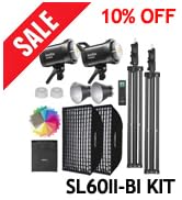 Godox SL60II-Bi LED Video Light Kit 2 Pack 2800K-6500K Bi-Color Continuous Light, Square Grid Sof...