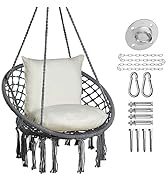 JoyView Macrame Chair Hanging Swing Chair Max 330 Lbs Hammock Chair with 2 Cushions and Hardware ...