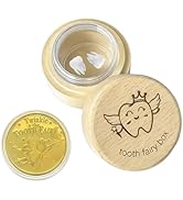 Eiohiuy Tooth Fairy Gifts for Girls and Boys Tooth Fairy Box Coin Transparent jar with Gold Foil ...