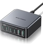 270W USB C Charger Block, Rocoren 6 Port Multi USB-C Charging Station,100W PD Fast USBC Gan Charg...