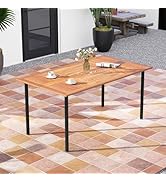 Toolsempire Patio Dining Table for 6 Persons, Acacia Wood Dining Table with 1.9