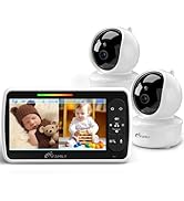 iFamily Split Screen Baby Monitor, Large Display Video Baby Monitor with 2 Cameras and Audio, Lon...