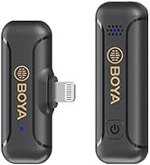BOYA Wireless Lavalier Lapel Microphone for iPhone iPad 2.4GHz Professional Plug Play Mic Noise C...