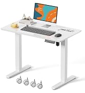 JOY worker Small Glass Standing Desk, 35" x 20" Electric Whole Piece Height Adjustable Desk with ...