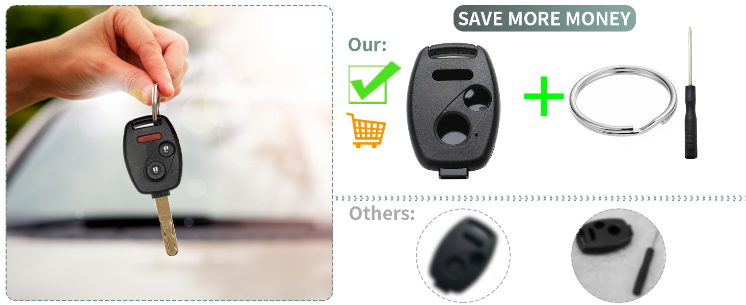 Key Fob Shell for Honda Civic LX Accord Crosstour Coupe CR-V CR-Z Pilot 