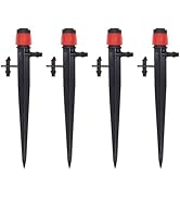 Drip Irrigation Emitters, Red Full Circle Flow Sprinkler Head, Adjustable 360 Degree Water Flow I...