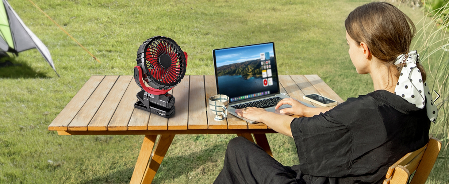 HIYJEN Car Fan 5V USB Small Clip on Sun Visor Fan for Front/Rear Seat, 2000mAh Rechargeable