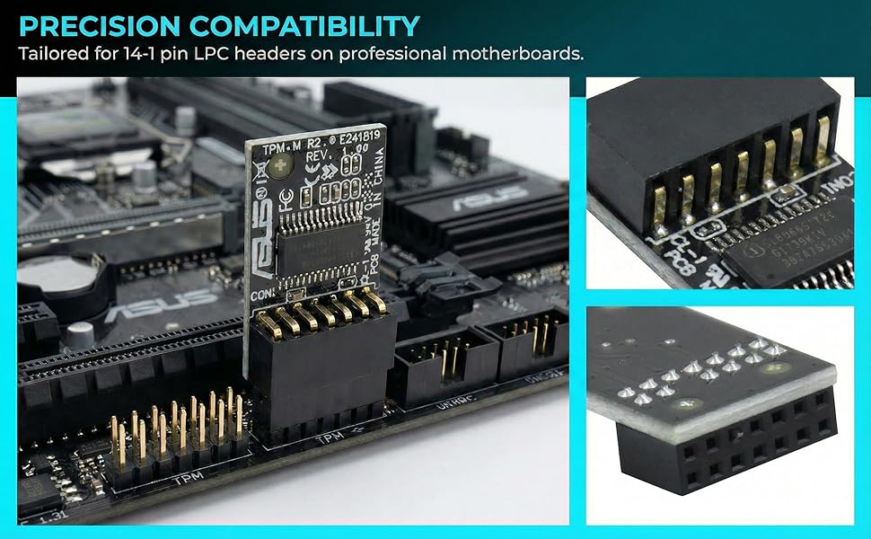 TPM 14-1 Pin LPC Interface Connector Gold Plated Pins for Motherboard NO DDR3.
