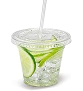 [50 Pack] 9 oz Clear Plastic Cup with Lid - BPA Free Take Out Container for Iced Cold Drink Coffe...