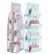 MURRI&amp;MURRDI 2 Packs Hanging Handbag Organizer for Closet, Purse Storage Holder with 8 Clear Pock...