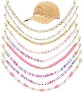 PH PandaHall 9pcs Trucker Hat Chains Bulk Pink Gold Hat Decorations 10.2-10.6in Hat Charms Hat Je...