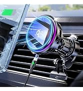 for Qi2 15W MagSafe Car Mount Charger RGB Light, Ice Cooling Magnetic Wireless Car Charger Phone ...