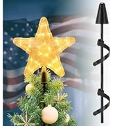 Christmas Tree Star Topper Set, 9 Inch LED Star Tree Topper with 44-Inch Pole &amp; Base - Comes with...