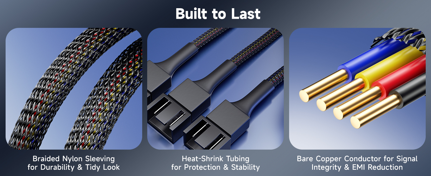 4-pack PWM 4-pin fan cables compatible with Corsair, Noctua, Cooler Master fans