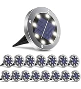 OULONGER Solar Ground Lights 16 Packs, Garden Solar Lights Outdoor Waterproof Pathway Lights Brig...