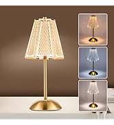HAPYGI Portable Battery Operated LED Table Lamp with Touch Sensor, Gold Cordless Brass Rechargeab...
